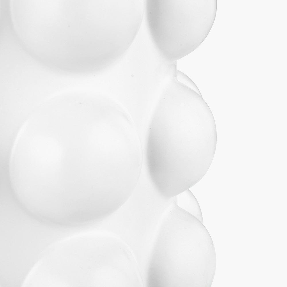 Serenity White Bobbled Ceramic Large Table Lamp Base with Harry 40cm Black Cotton Mix Cylinder Lampshade.