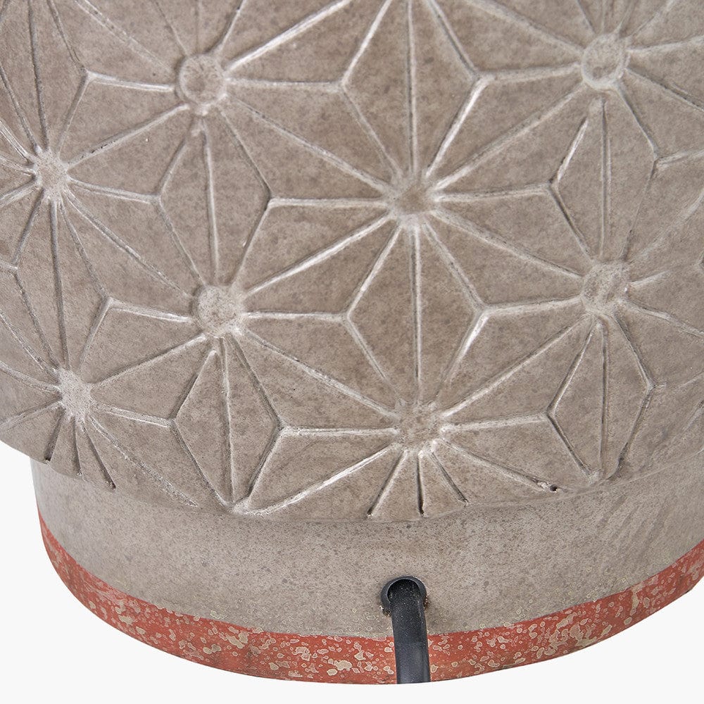 Sidra Grey Stoneware Etch Detail Table Lamp.