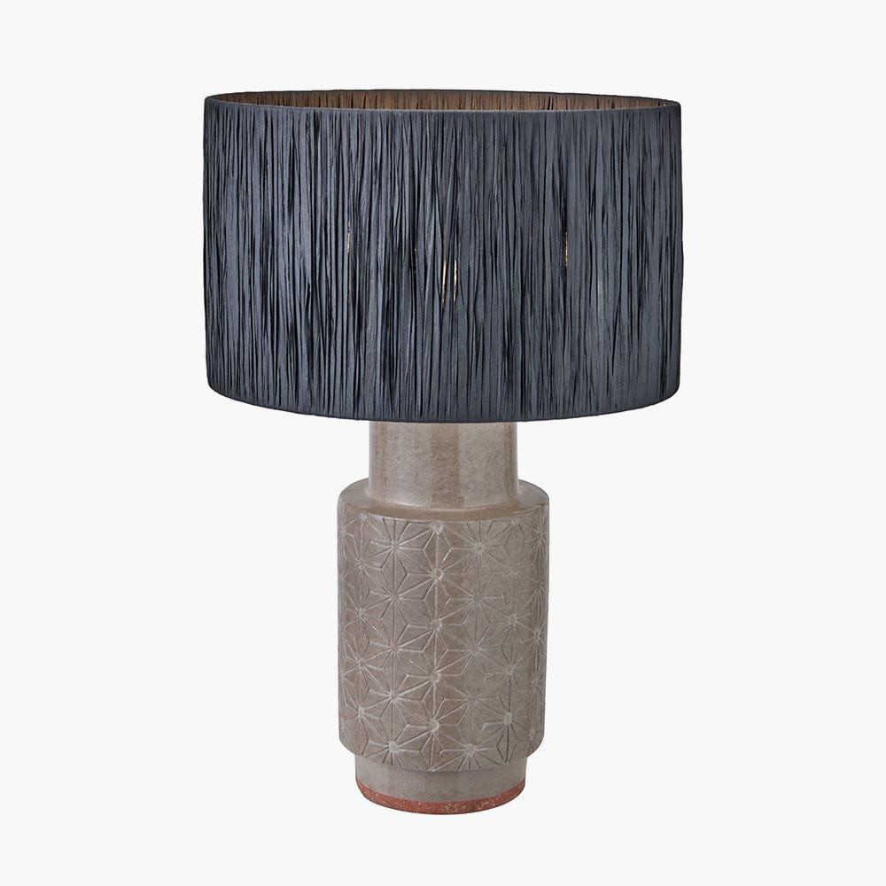 Sidra Grey Stoneware Etch Detail Table Lamp.