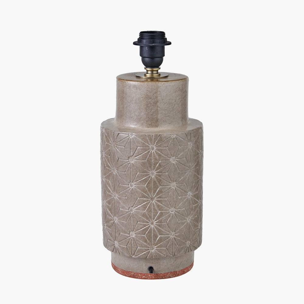 Sidra Grey Stoneware Etch Detail Table Lamp.