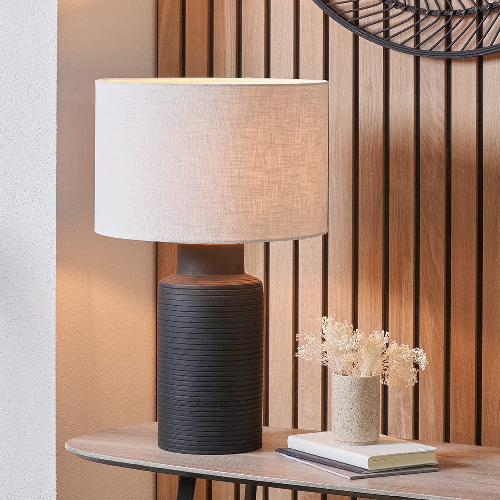 Sierra Black Tall Ribbed Terracotta Table Lamp Base.