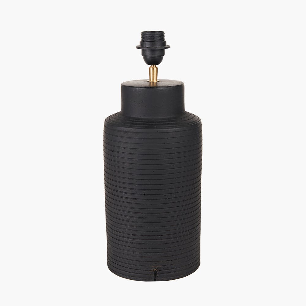 Sierra Black Tall Ribbed Terracotta Table Lamp Base.