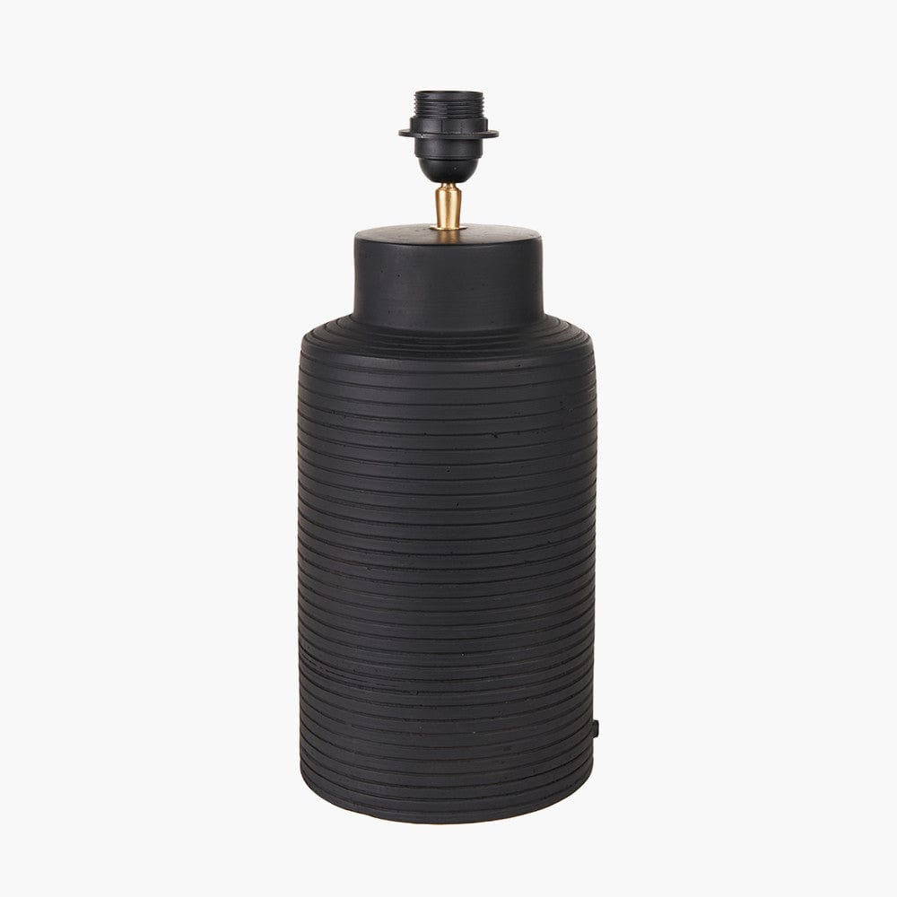 Sierra Black Tall Ribbed Terracotta Table Lamp Base.