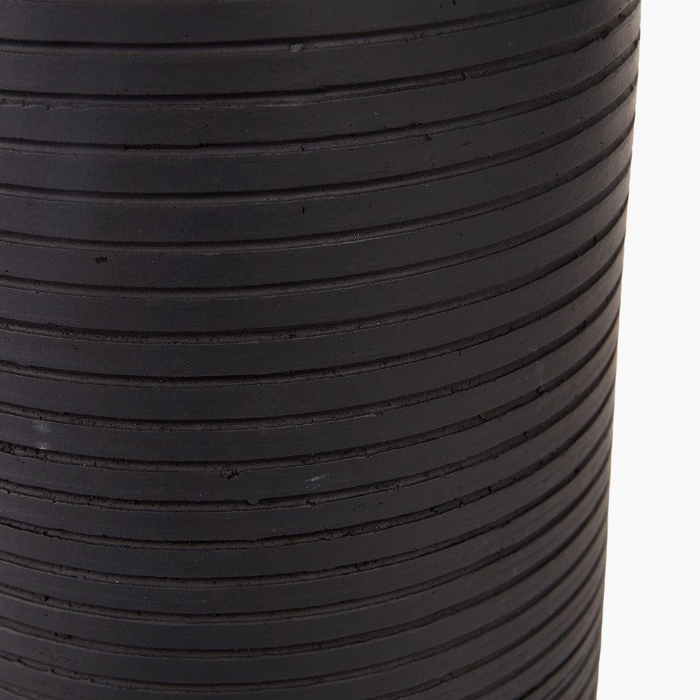 Sierra Black Tall Ribbed Terracotta Table Lamp Base.