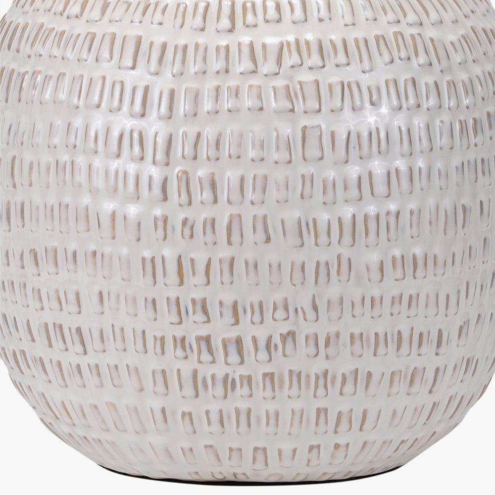 Pacific Lifestyle Lighting Signe Warm White Linear Textured Ceramic Table Lamp House of Isabella UK