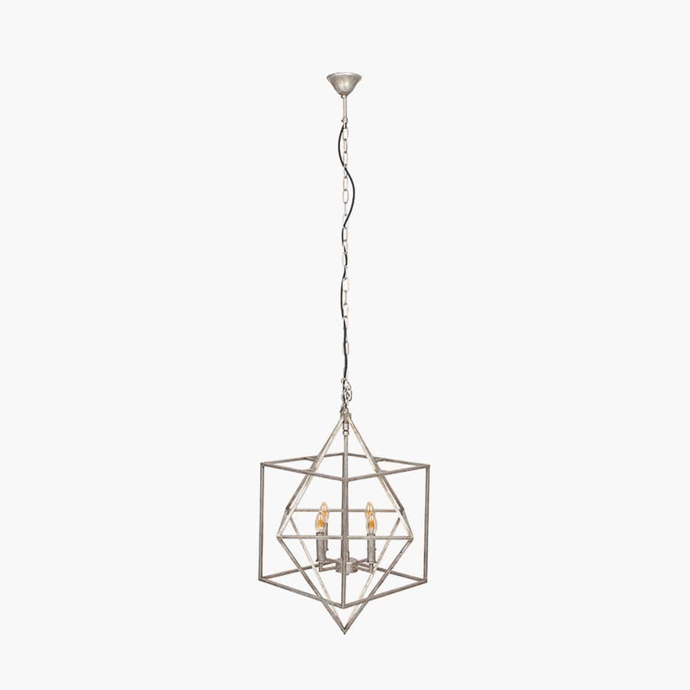 Pacific Lifestyle Lighting Sirius Antique Silver Metal Multi Arm Cube Pendant House of Isabella UK