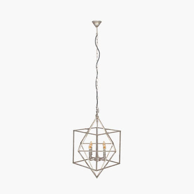 Pacific Lifestyle Lighting Sirius Antique Silver Metal Multi Arm Cube Pendant House of Isabella UK