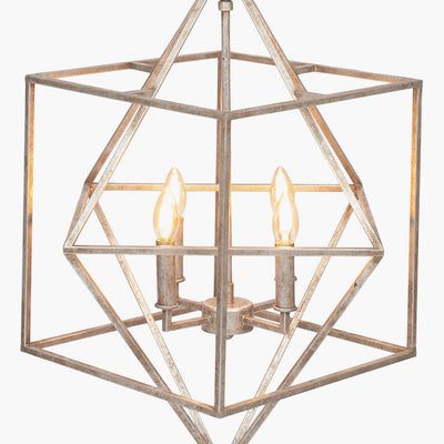 Pacific Lifestyle Lighting Sirius Antique Silver Metal Multi Arm Cube Pendant House of Isabella UK