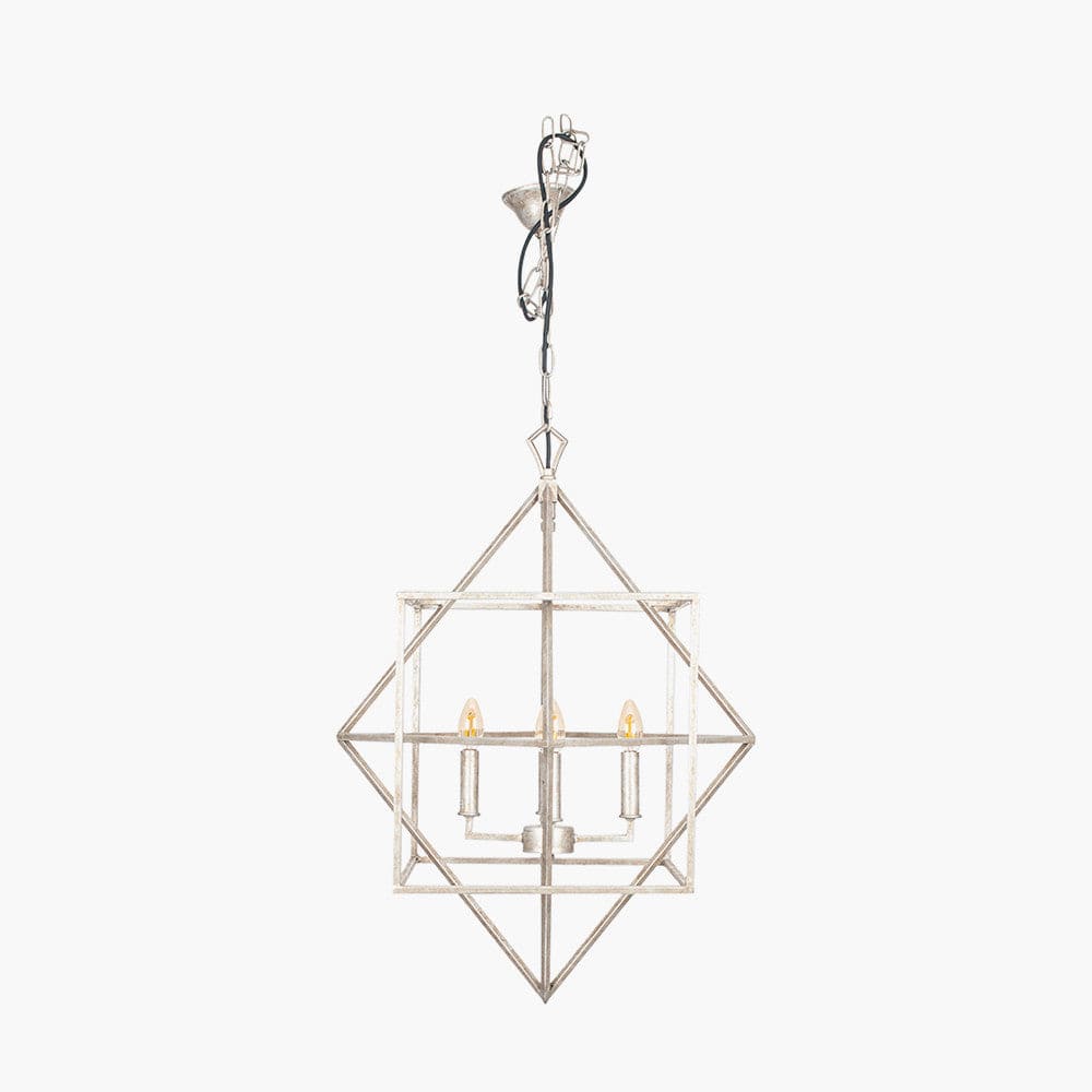 Sirius Antique Silver Metal Multi Arm Cube Pendant.