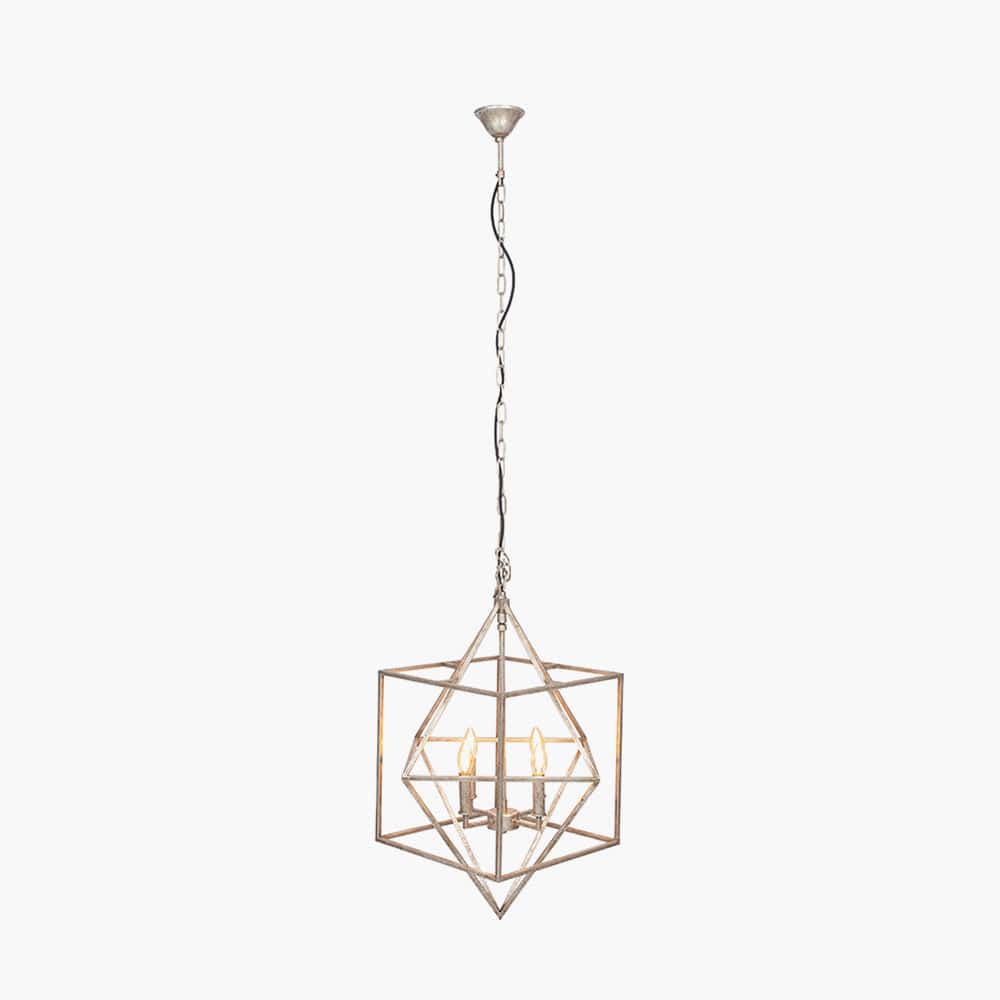 Sirius Antique Silver Metal Multi Arm Cube Pendant.