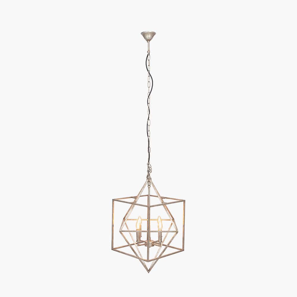 Pacific Lifestyle Lighting Sirius Antique Silver Metal Multi Arm Cube Pendant House of Isabella UK