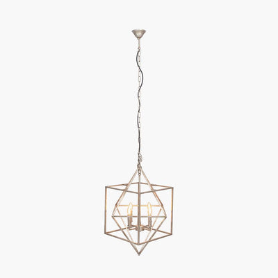 Pacific Lifestyle Lighting Sirius Antique Silver Metal Multi Arm Cube Pendant House of Isabella UK