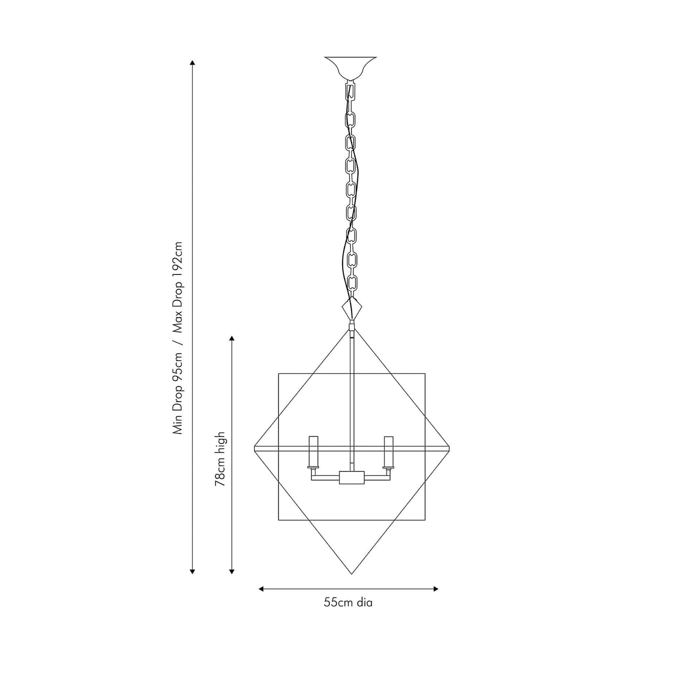 Pacific Lifestyle Lighting Sirius Antique Silver Metal Multi Arm Cube Pendant House of Isabella UK