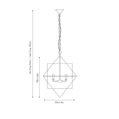 Pacific Lifestyle Lighting Sirius Antique Silver Metal Multi Arm Cube Pendant House of Isabella UK