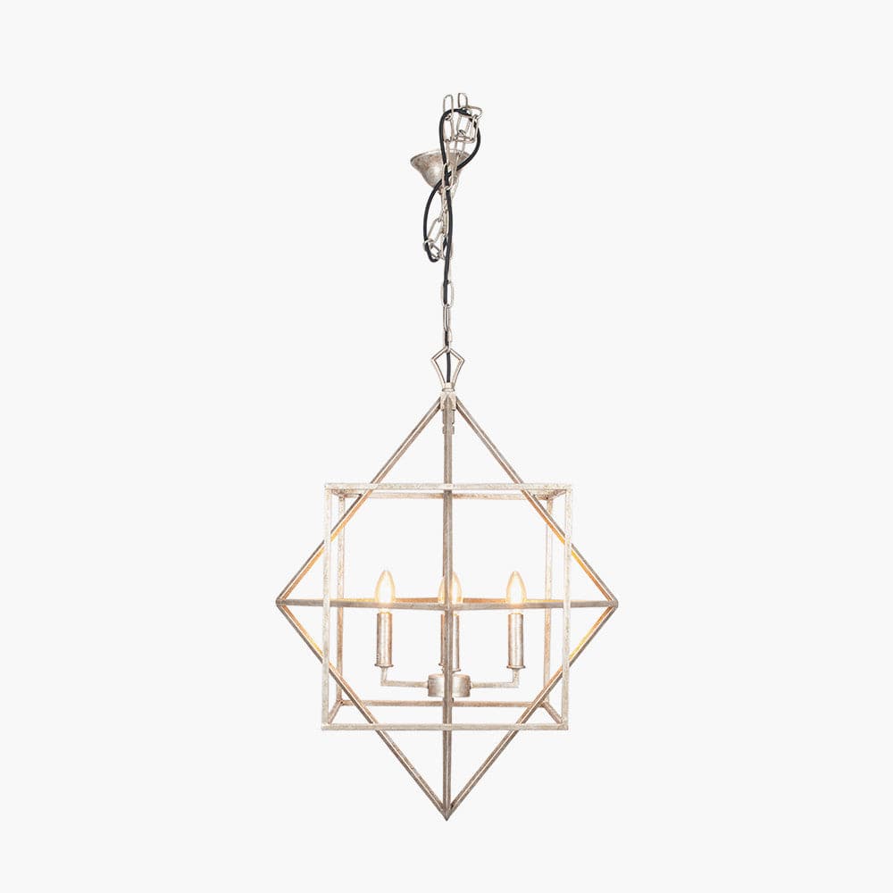 Sirius Antique Silver Metal Multi Arm Cube Pendant.
