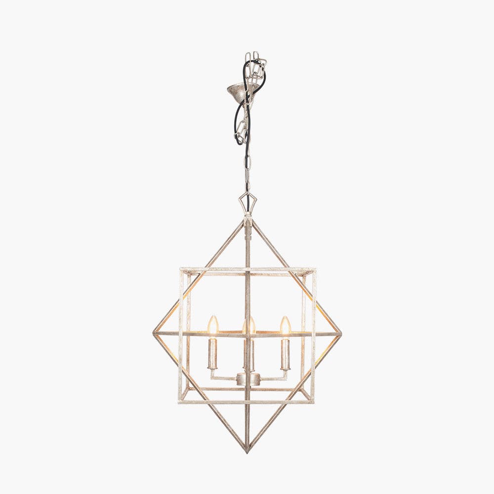 Pacific Lifestyle Lighting Sirius Antique Silver Metal Multi Arm Cube Pendant House of Isabella UK