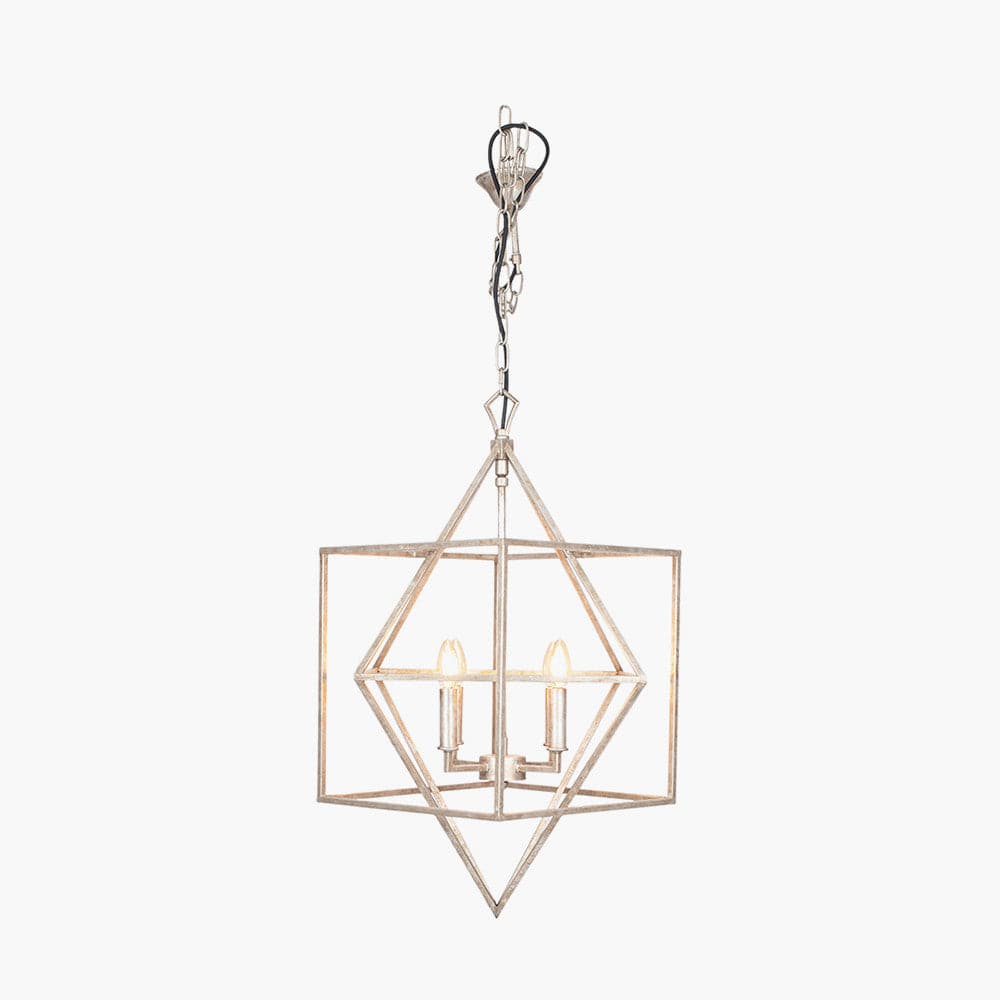Sirius Antique Silver Metal Multi Arm Cube Pendant.