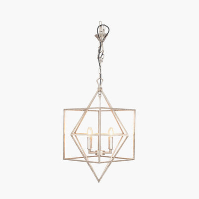 Pacific Lifestyle Lighting Sirius Antique Silver Metal Multi Arm Cube Pendant House of Isabella UK