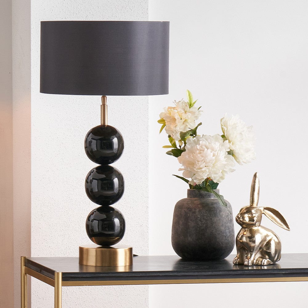 Pacific Lifestyle Lighting Sofia Black and Gold Enamel 3 Ball Table Lamp Base House of Isabella UK