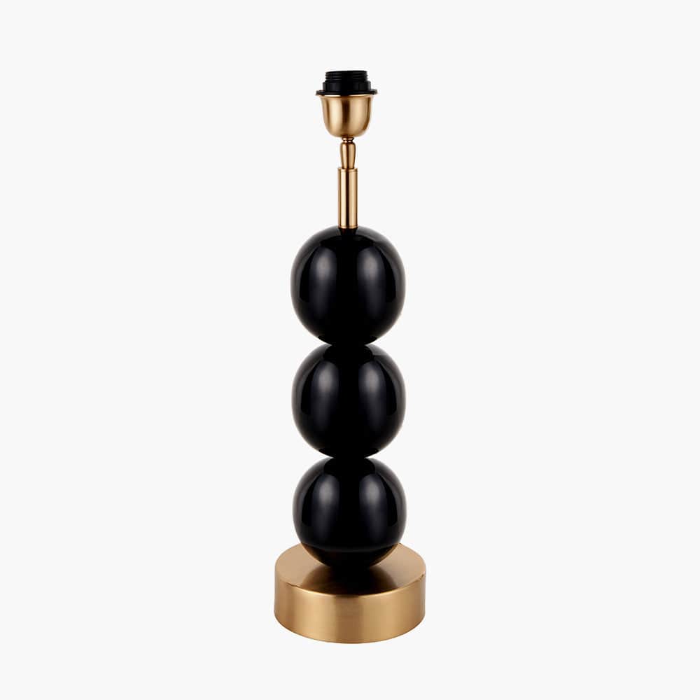 Sofia Black and Gold Enamel 3 Ball Table Lamp Base with Harry 35cm Black Cotton Mix Cylinder Lampshade.