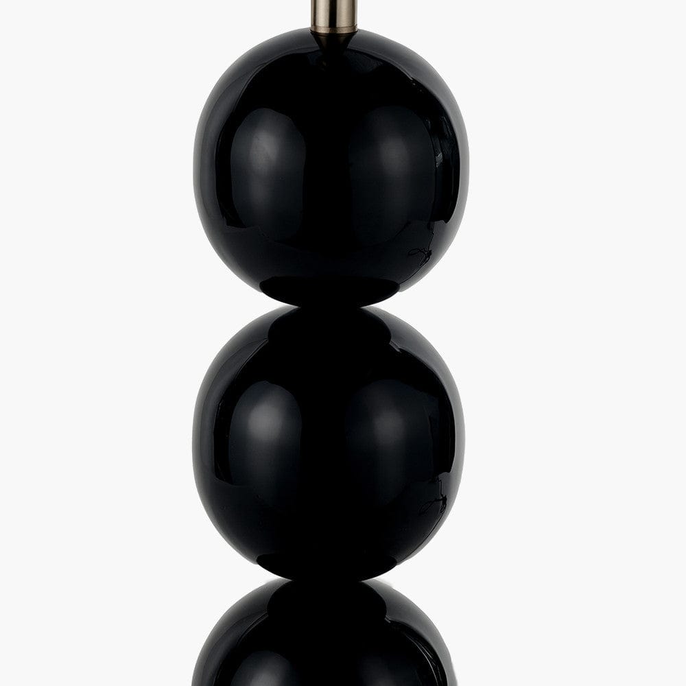 Sofia Black and Gold Enamel 3 Ball Table Lamp Base with Harry 35cm Black Cotton Mix Cylinder Lampshade.