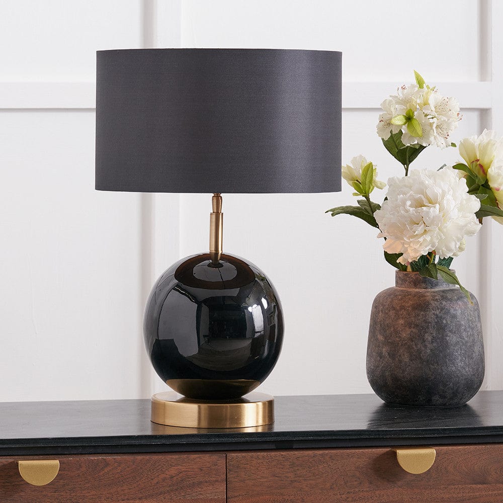 Sofia Black and Gold Enamel Table Lamp Base.