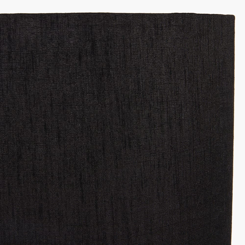 Sofia Black and Gold Enamel Table Lamp Base with Stellan 35cm Black Slubbed Silk Mix Gold Lined Cylinder Lampshade.