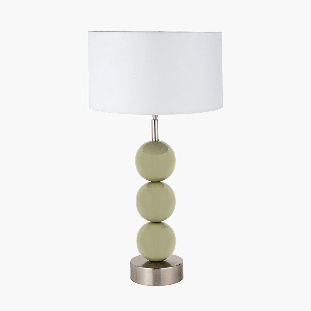 Sofia Sage and Silver Enamel 3 Ball Table Lamp Base.