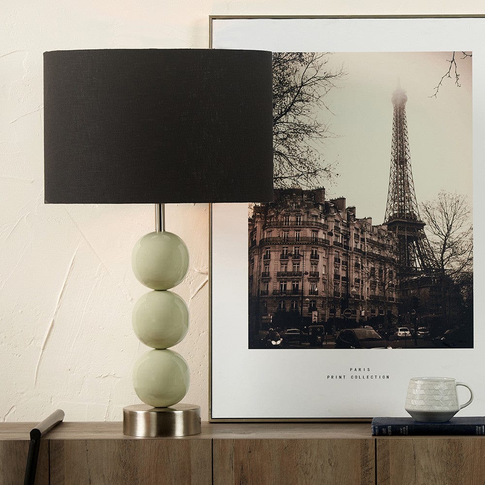 Sofia Sage and Silver Enamel 3 Ball Table Lamp Base.