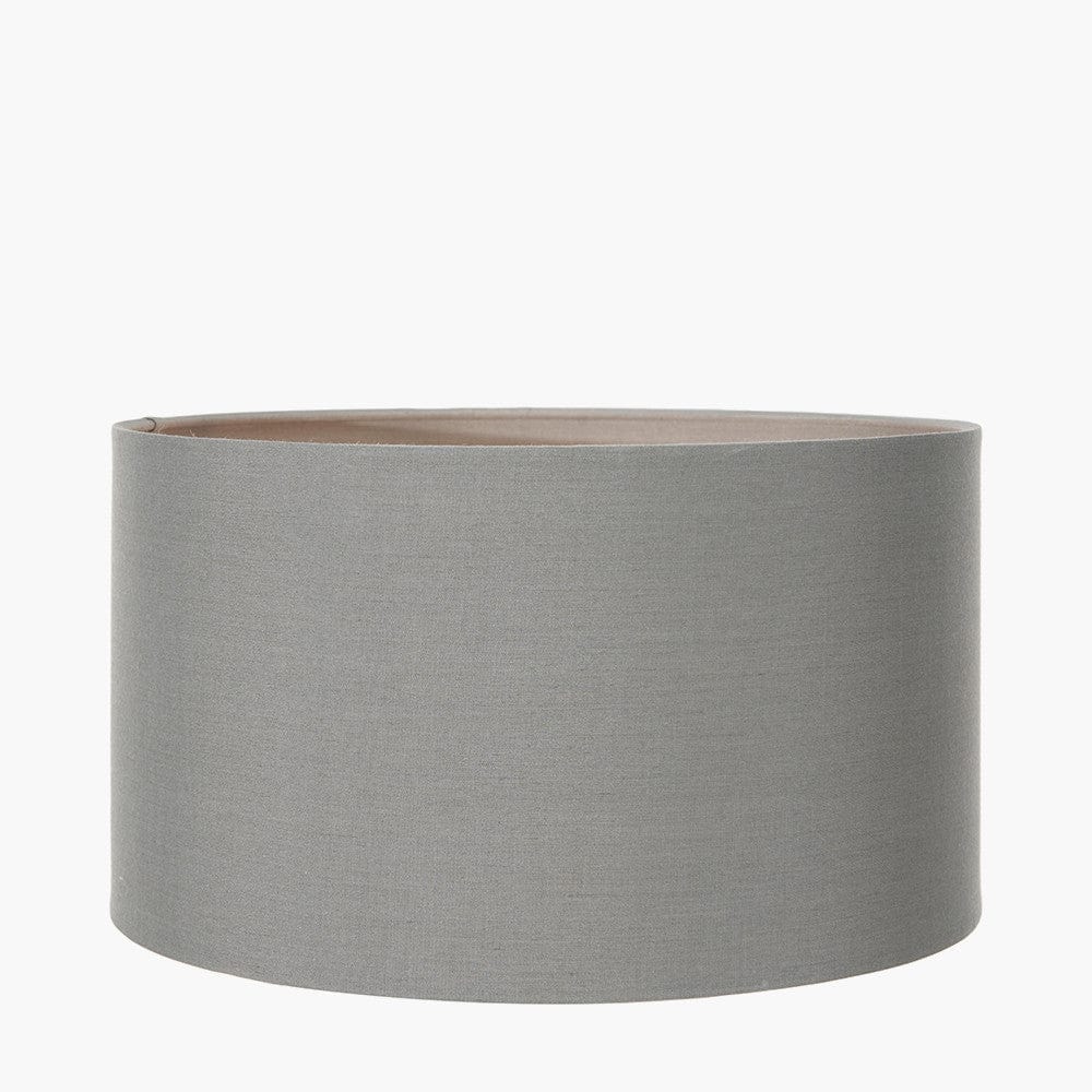 Sofia Sage and Silver Enamel 3 Ball Table Lamp Base with Harry 35cm Steel Grey Cotton Mix Cylinder Lampshade.