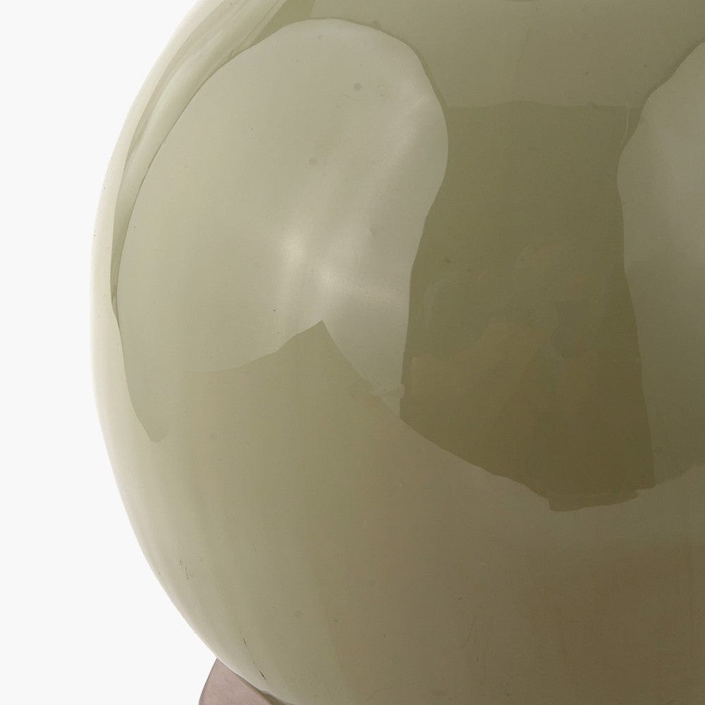 Sofia Sage and Silver Enamel Table Lamp Base with Harry 35cm Steel Grey Cotton Mix Cylinder Lampshade.