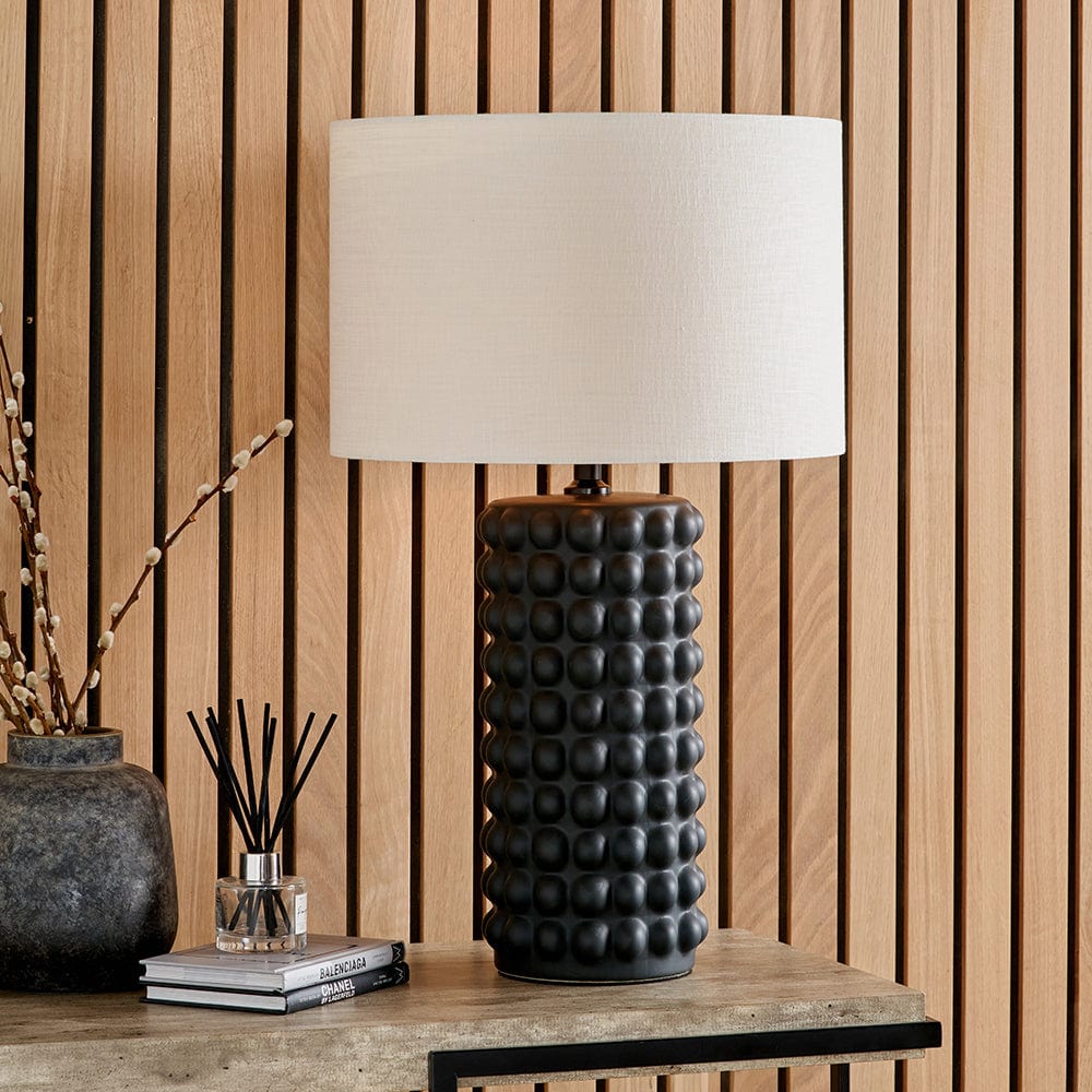 Sohan Black Bobbled Ceramic Tall Table Lamp Base.