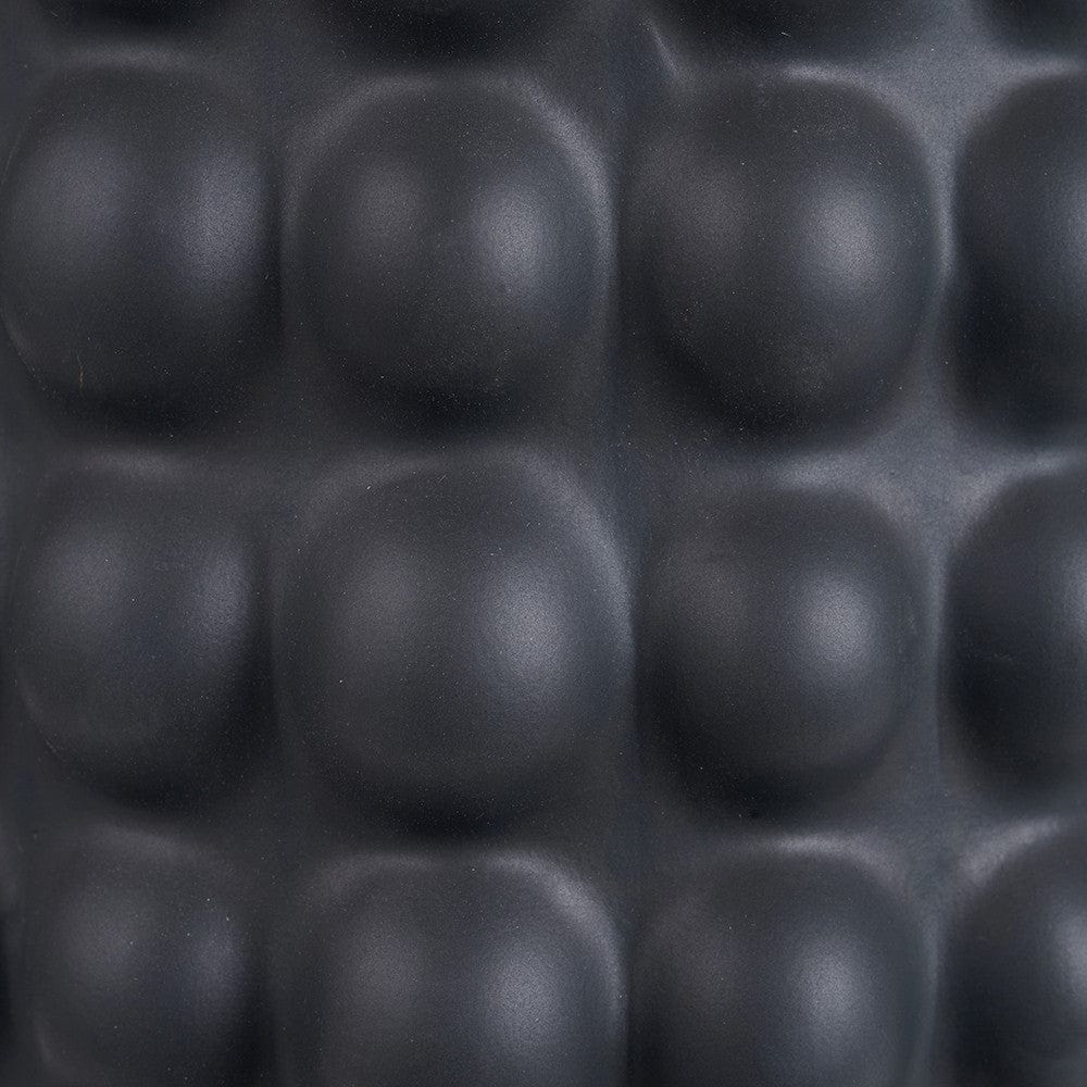 Pacific Lifestyle Lighting Sohan Black Bobbled Ceramic Tall Table Lamp Base with Lino 40cm White Self Lined Linen Cylinder Lampshade House of Isabella UK