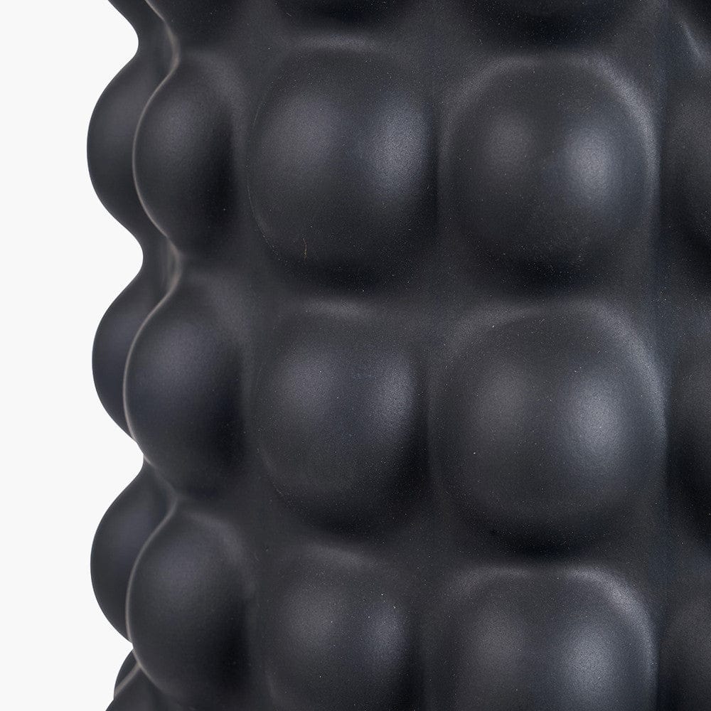 Pacific Lifestyle Lighting Sohan Black Bobbled Ceramic Tall Table Lamp Base with Lino 40cm White Self Lined Linen Cylinder Lampshade House of Isabella UK