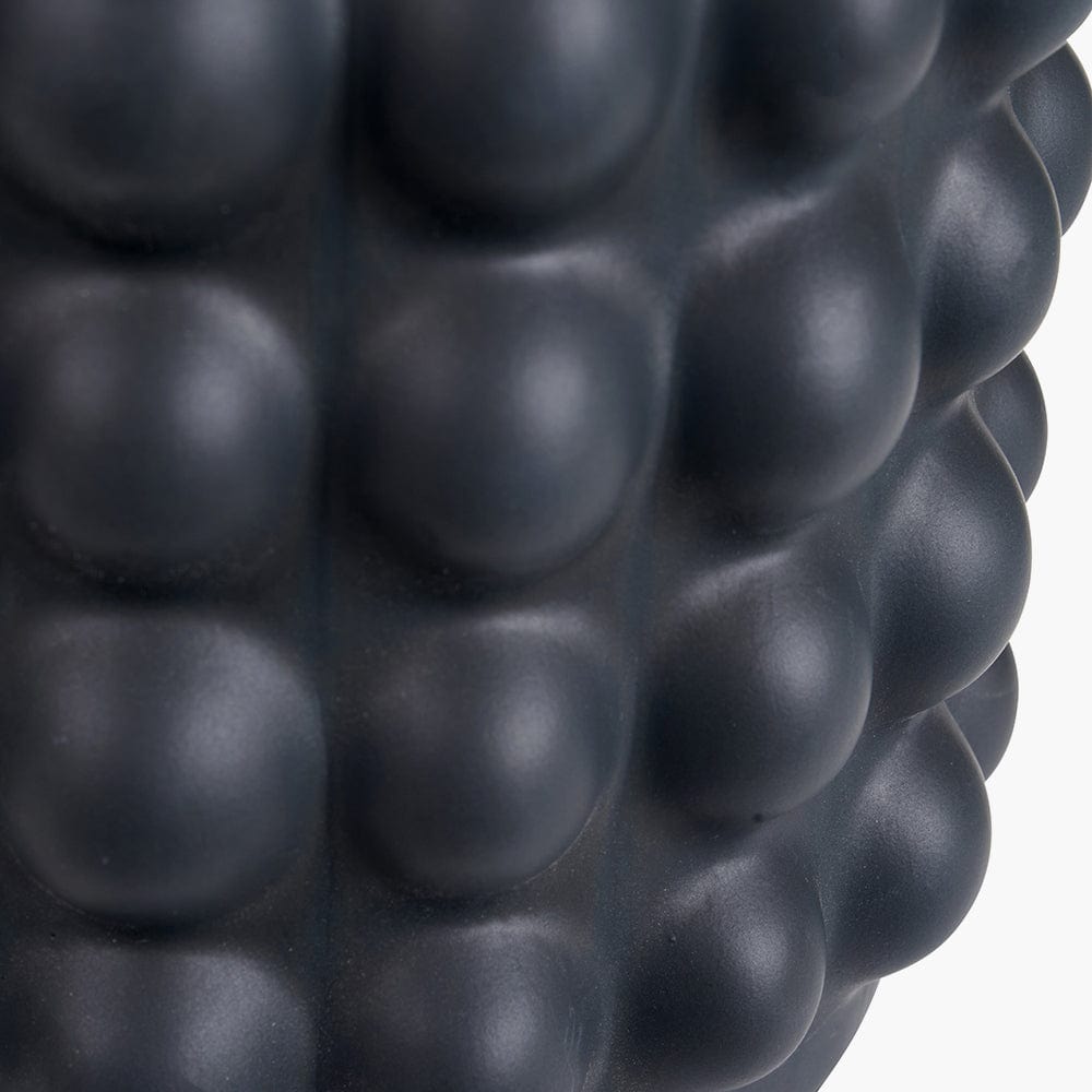 Sohan Black Bobbled Ceramic Tall Table Lamp Base with Lino 40cm White Self Lined Linen Drum Shade.