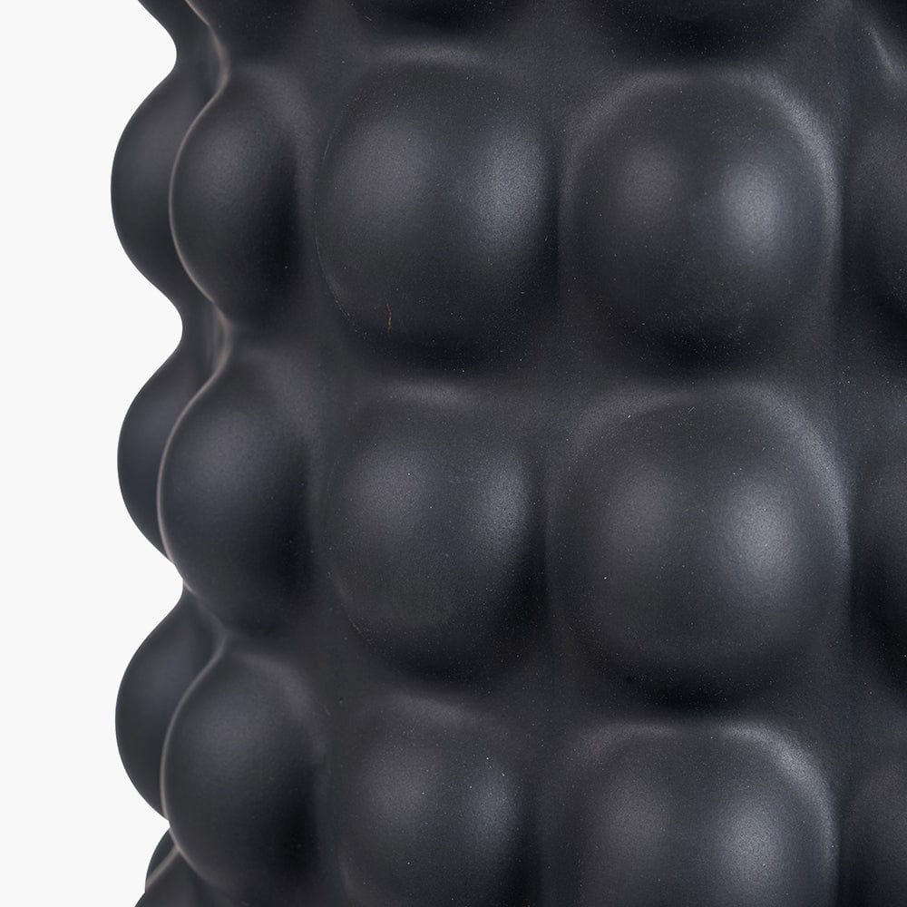 Sohan Black Bobbled Ceramic Tall Table Lamp Base with Lino 40cm White Self Lined Linen Drum Shade.