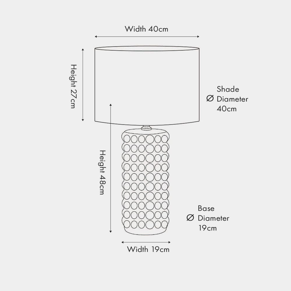 Sohan Black Bobbled Ceramic Tall Table Lamp Base with Lino 40cm White Self Lined Linen Drum Shade.