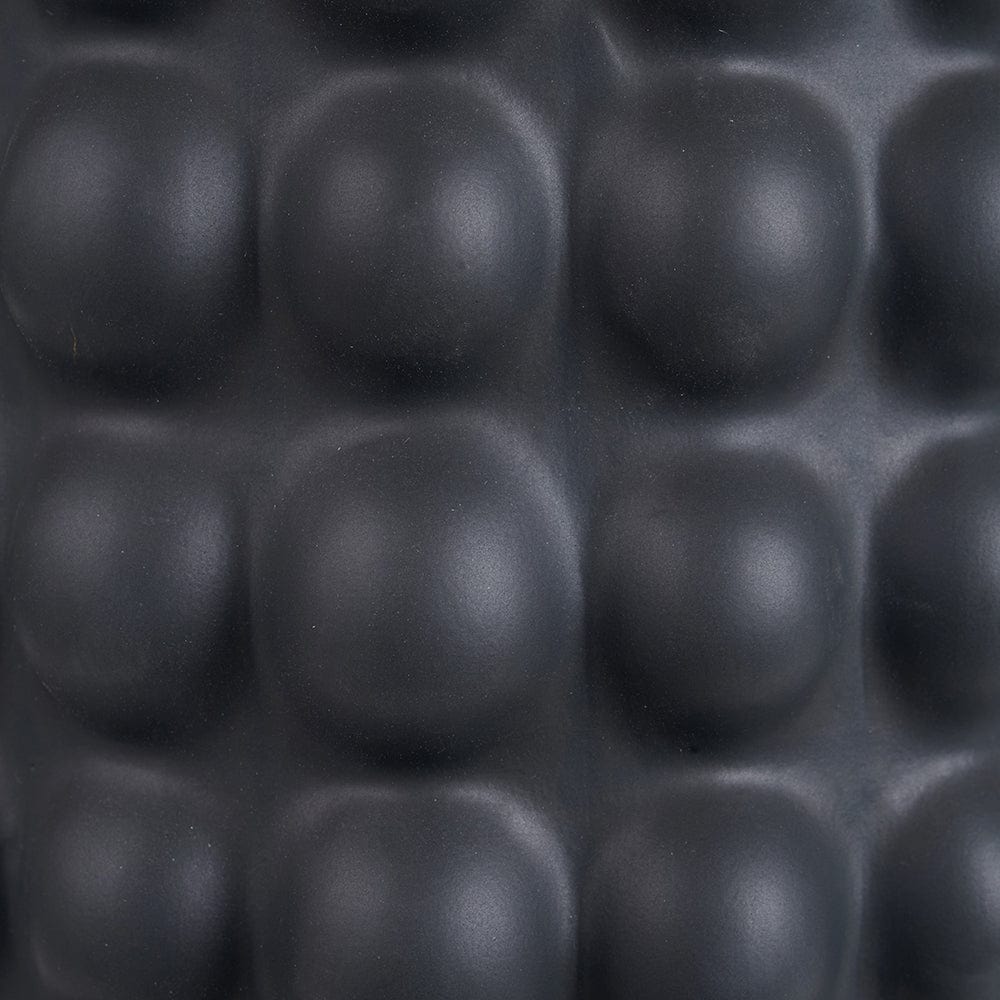 Sohan Black Bobbled Ceramic Tall Table Lamp Base with Lino 40cm White Self Lined Linen Drum Shade.