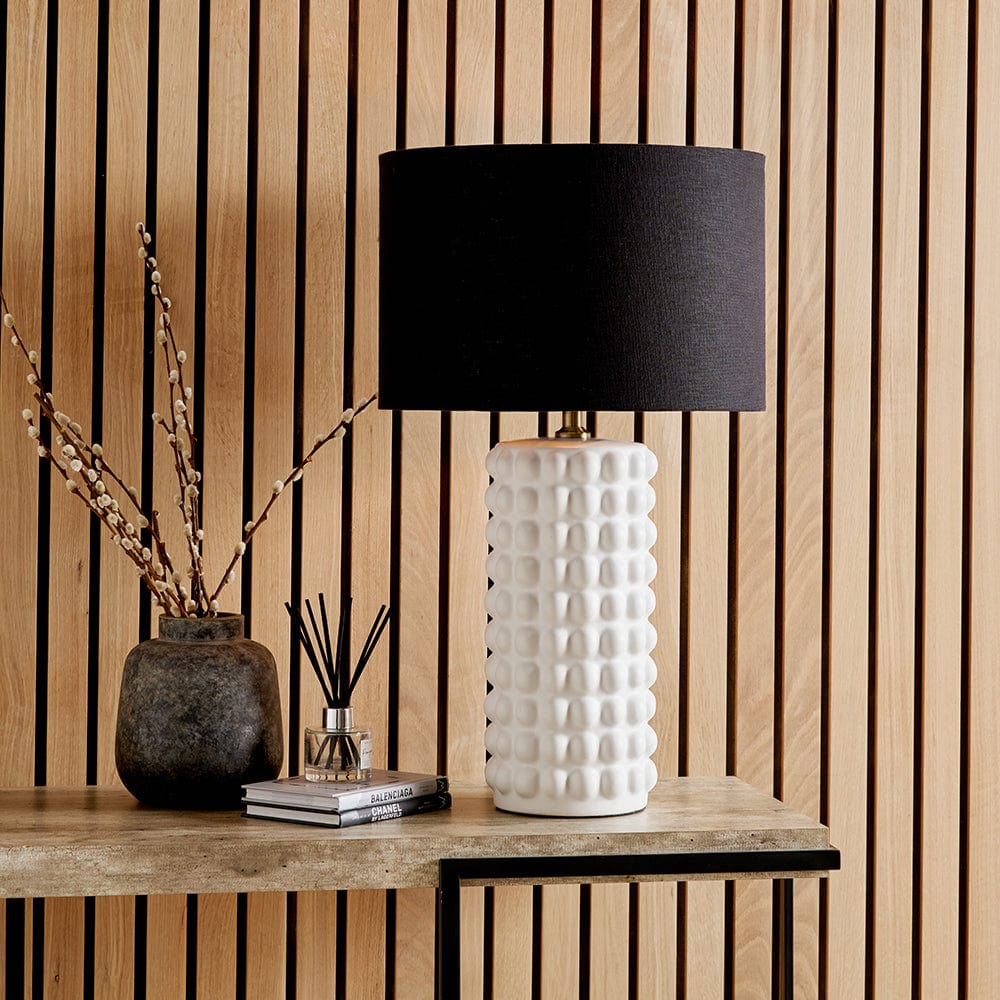Sohan White Bobbled Ceramic Tall Table Lamp Base.