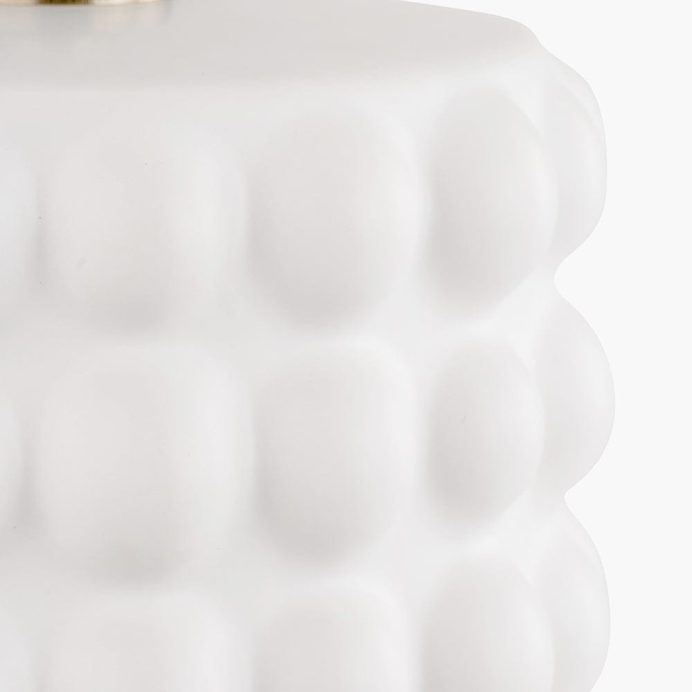 Sohan White Bobbled Ceramic Tall Table Lamp Base with Lino 40cm Black Self Lined Linen Drum Shade.