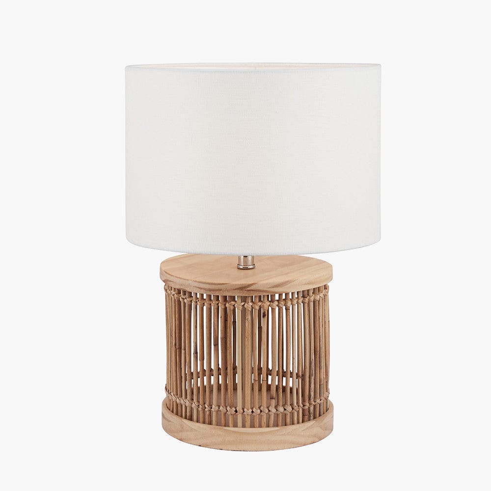 Sorbus Natural Ribbed Small Table Lamp.
