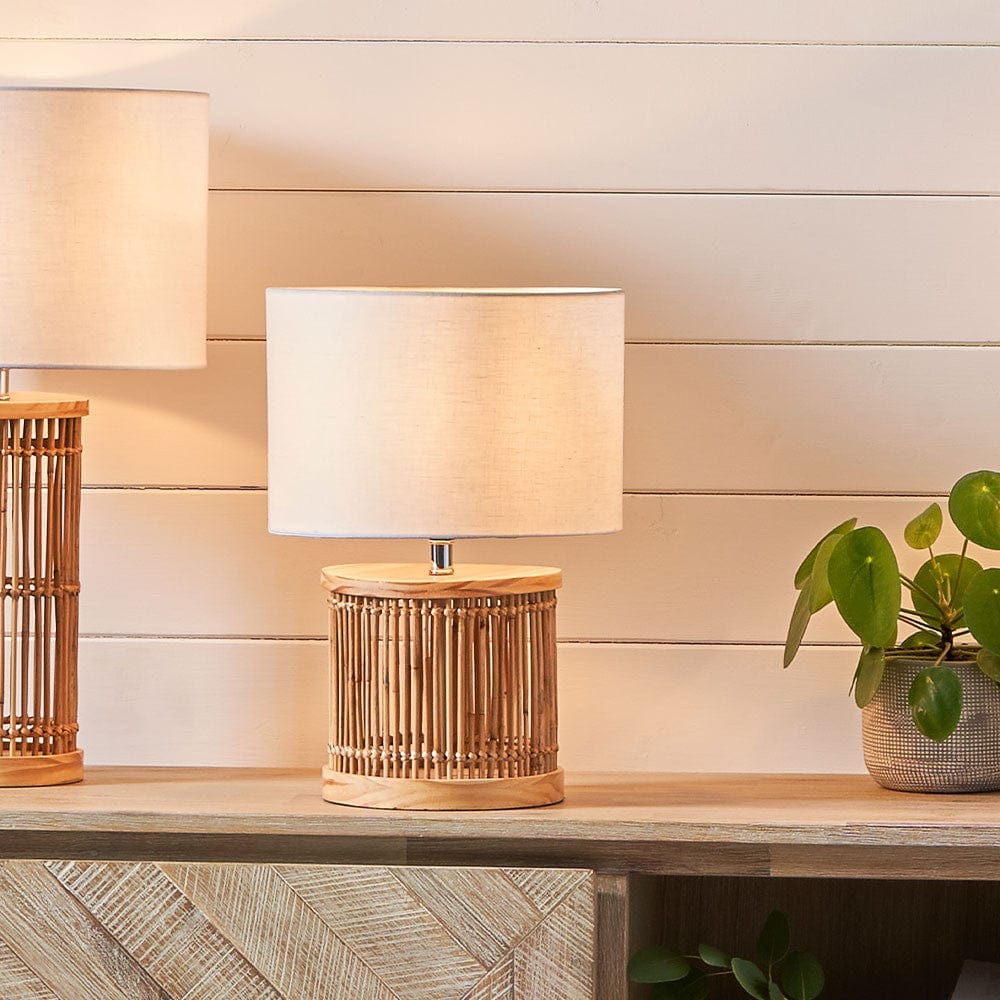 Sorbus Natural Ribbed Small Table Lamp.