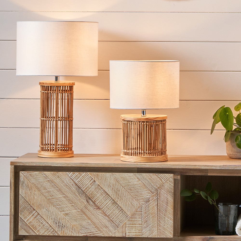 Sorbus Natural Ribbed Tall Table Lamp.
