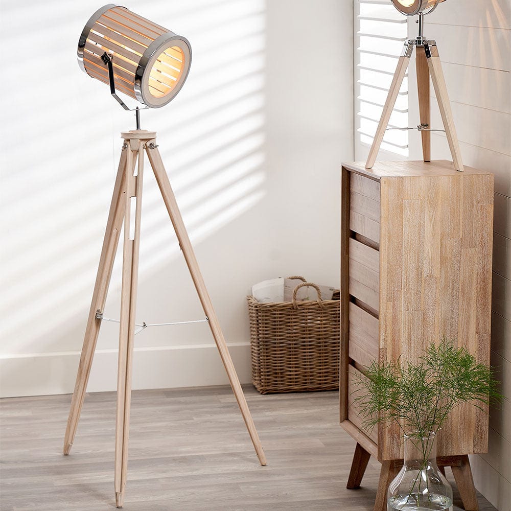 Pacific Lifestyle Lighting Staithes Natural & Silver Marine Tripod Floor Lamp House of Isabella UK