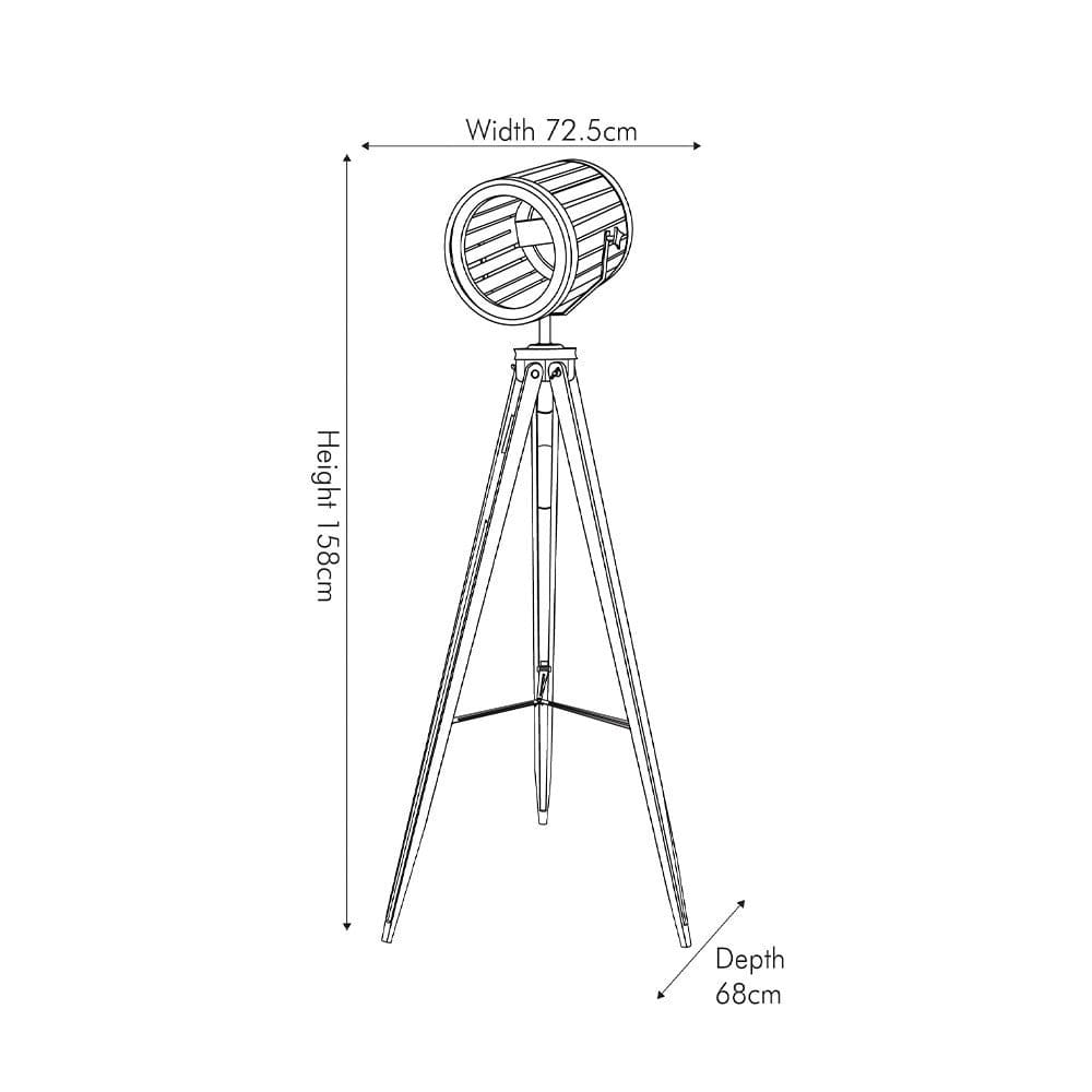 Pacific Lifestyle Lighting Staithes Natural & Silver Marine Tripod Floor Lamp House of Isabella UK