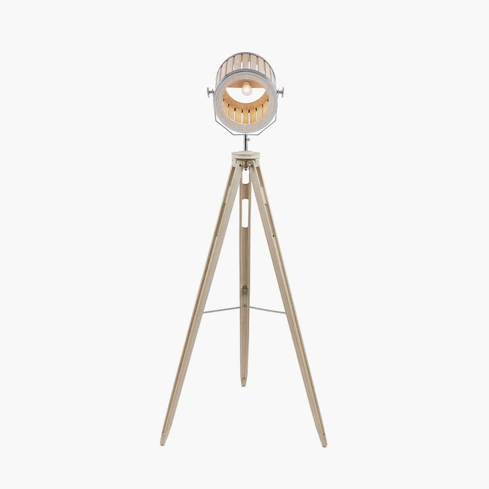 Staithes Natural & Silver Marine Tripod Floor Lamp.