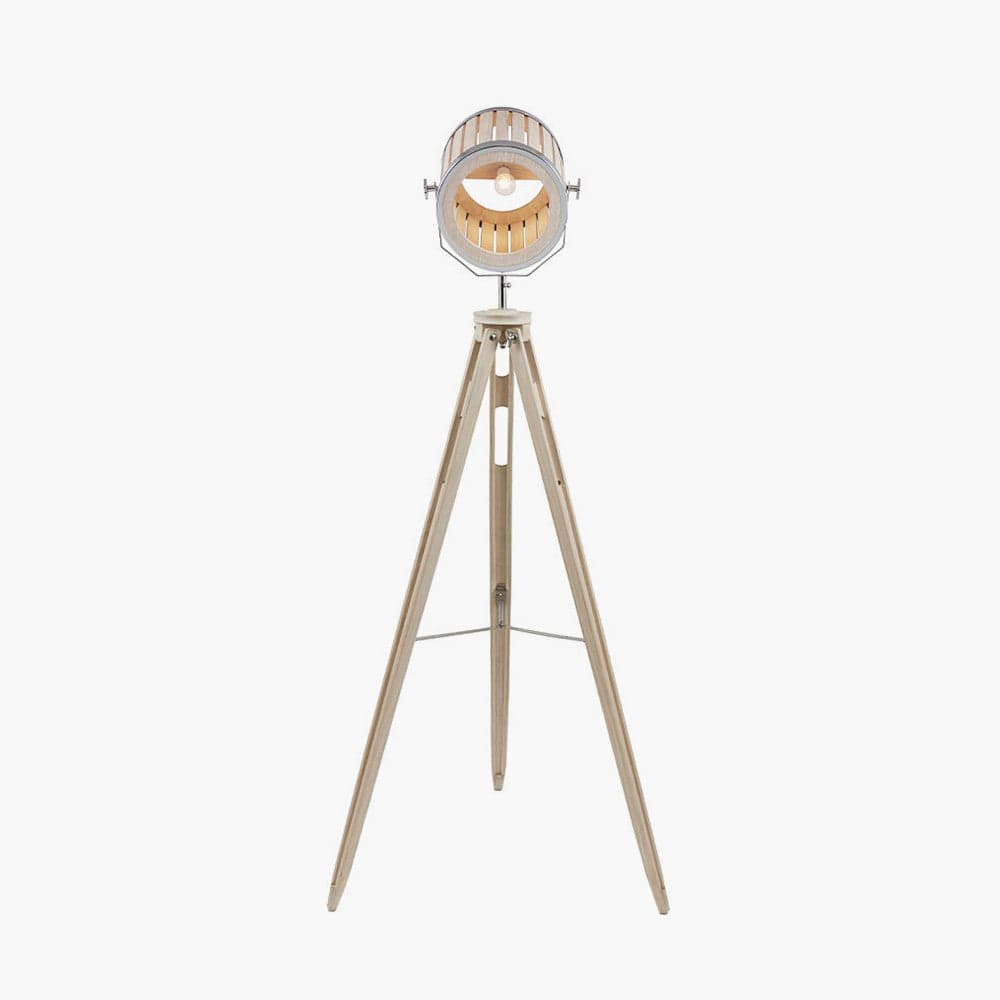 Pacific Lifestyle Lighting Staithes Natural & Silver Marine Tripod Floor Lamp House of Isabella UK