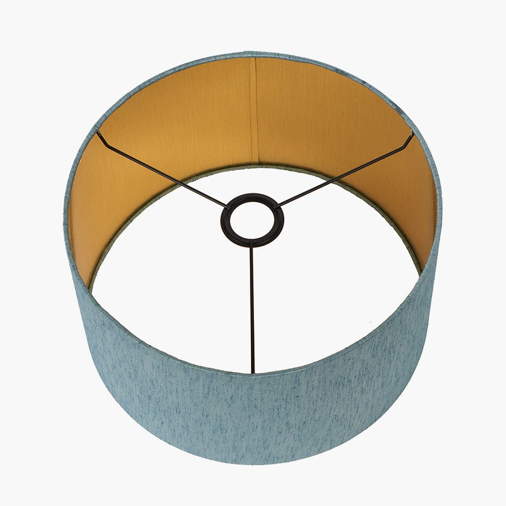 Stellan 30cm Duck Egg Slubbed Silk Mix Gold Lined Cylinder Lampshade.