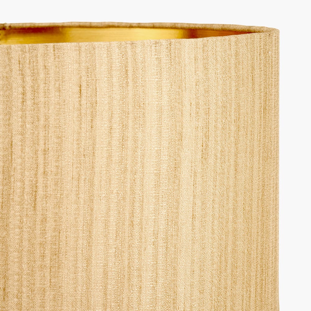 Stellan 30cm Gold Slubbed Silk Mix Gold Lined Cylinder Lampshade.