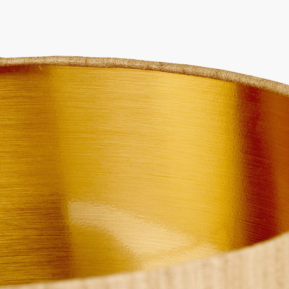 Stellan 35cm Gold Slubbed Silk Mix Gold Lined Cylinder Lampshade.
